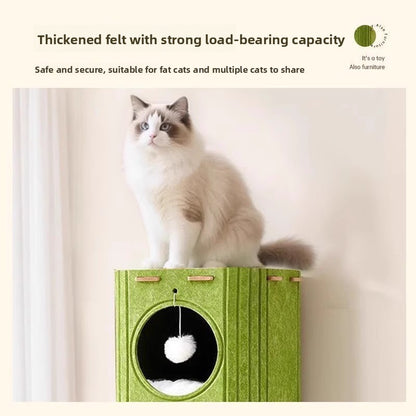 Luxury Multi-layer Pet Cat Tree All-season Design Winter Double-layer Scratching Board Enclosed Cat House