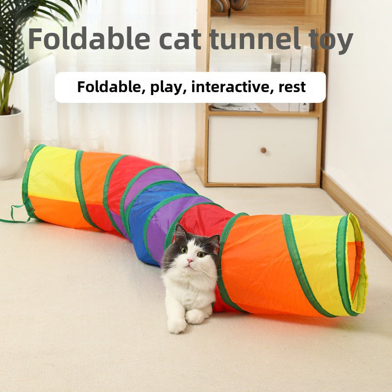 T-Shape Rainbow Cat Tunnel Pet Toy