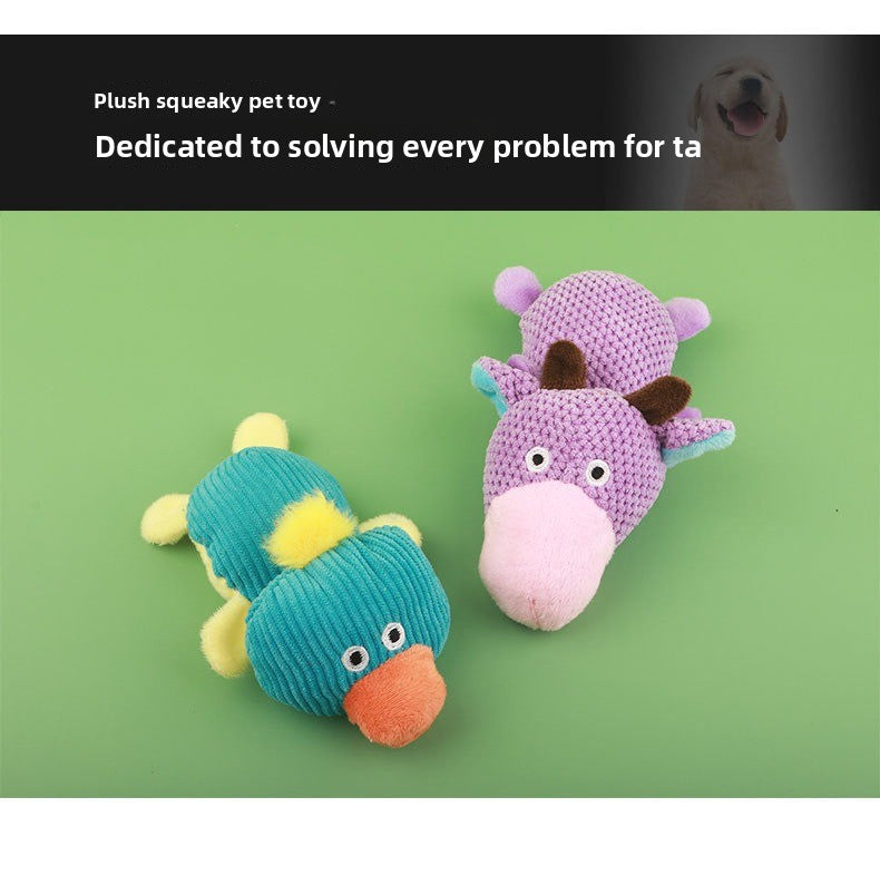 Dog Sound Resistant Bite Grind Teeth Pet Toy Plush Cow Duck Shapes Special Discount