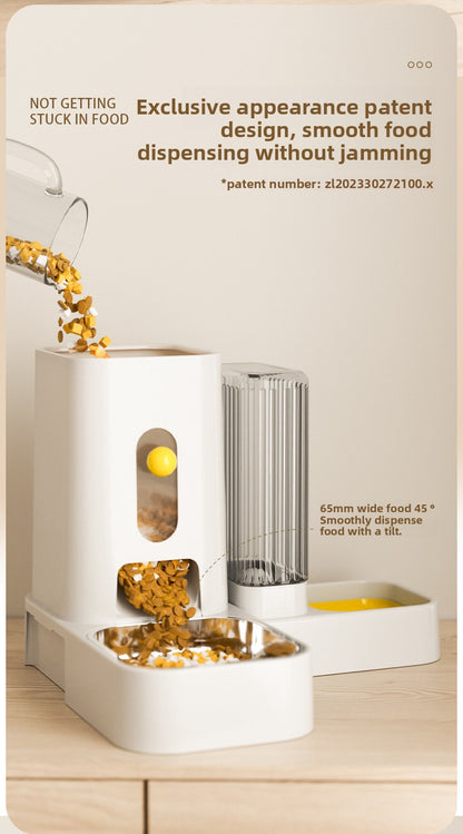 Stainless Steel Cat Bowl Dog Bowl Automatic Water Dispenser with Dry Wet Food Separation Large Capacity Pet Feeder Drinking Fountain Quiet Pump