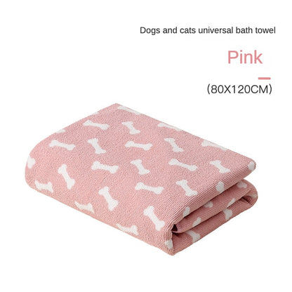 Pet bath towel large cat dog absorbent towel absorbent soft coral fleece