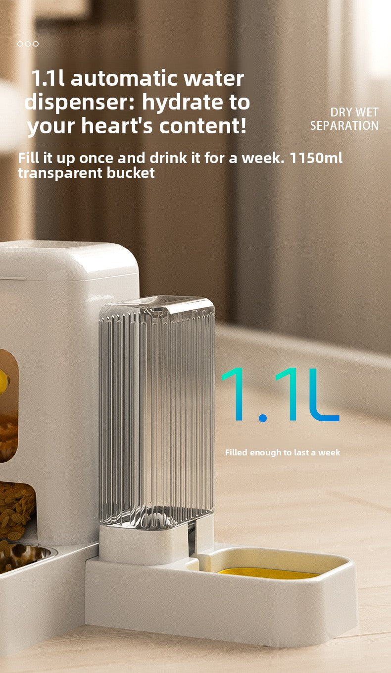 Stainless Steel Cat Bowl Dog Bowl Automatic Water Dispenser with Dry Wet Food Separation Large Capacity Pet Feeder Drinking Fountain Quiet Pump