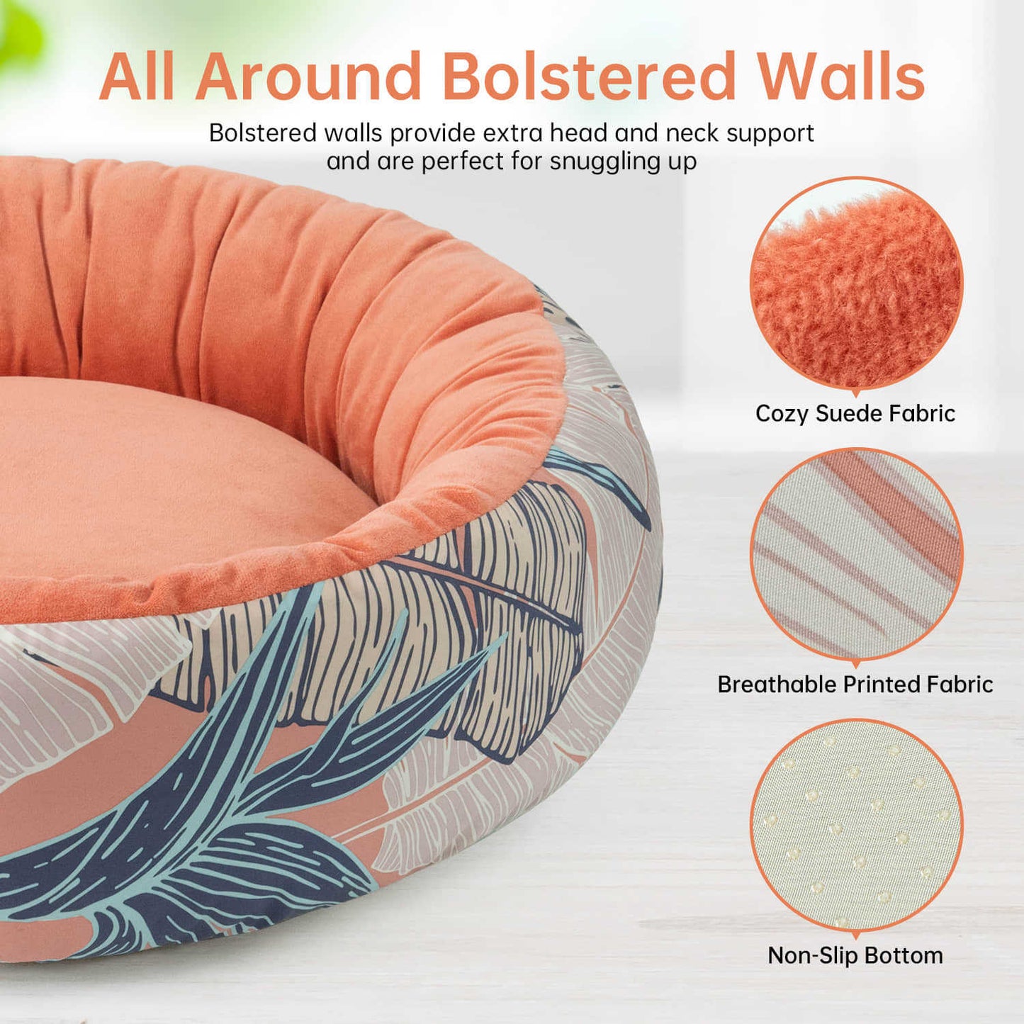 All Year Round Plush Round Leaf Pet Bed For Dogs And Cats Washable