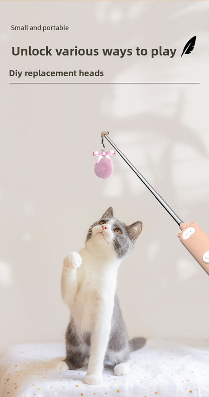 Infrared Laser Cat Teaser Wand with Detachable Feather Bell Interactive Cat Toys for Boredom and Exercise