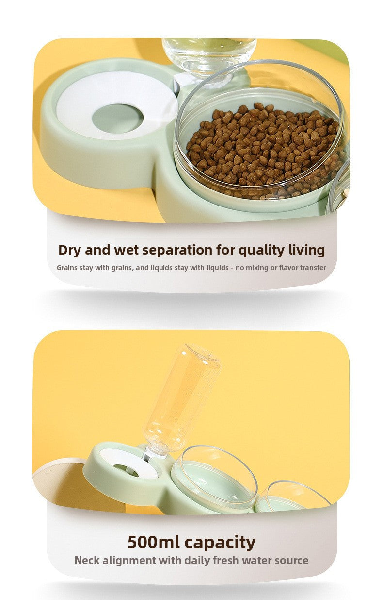 Double Bowl Automatic Cat Feeder and Dog Water Dispenser Adjustable Elevated Pet Bowl Set for Mealtime Comfort and Convenience