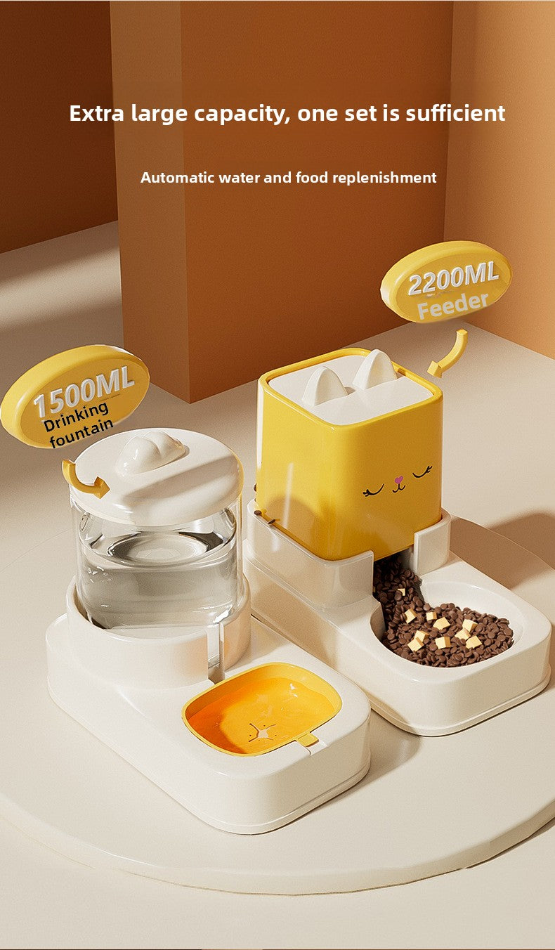 Large Capacity 5L Automatic Pet Feeder and Waterer Combo Adjustable Height Dog Cat Bowl Set with Non Slip Base