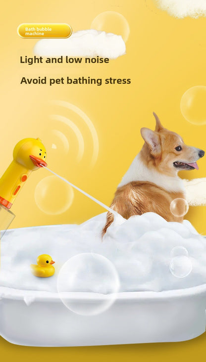 Professional Pet Bath Foam Maker Machine Automatic Foamer for Dogs Cats with Adjustable Dilution Bottle and Cute Yellow Duck Design