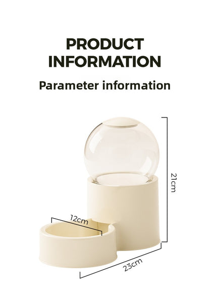 Automatic Cat Dog Water Dispenser with Food Feeder and Grain Storage Bucket