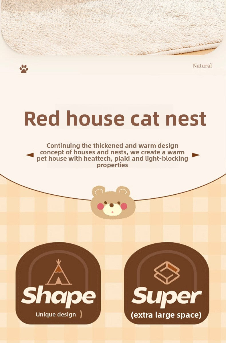 Cat House All-Season Universal Removable Washable Pet House Cat House Fully Enclosed Autumn Winter Warm Plush Dog House