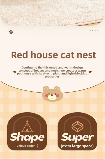 Cat House All-Season Universal Removable Washable Pet House Cat House Fully Enclosed Autumn Winter Warm Plush Dog House