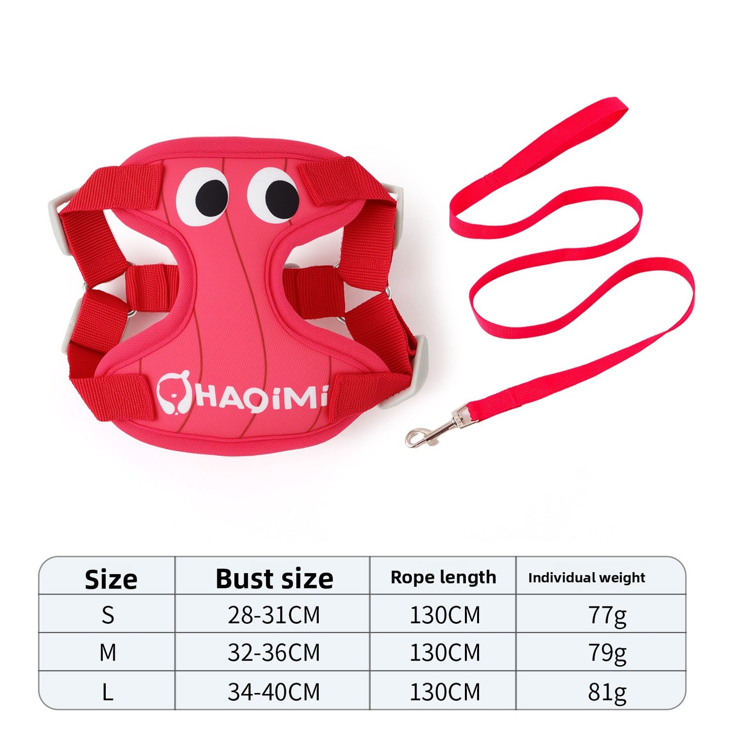 Big Eyes Cute Dog Harness and Leash Set Anti Escape Reflective Adjustable Chest Strap for Small Dogs Outdoor Travel Walking