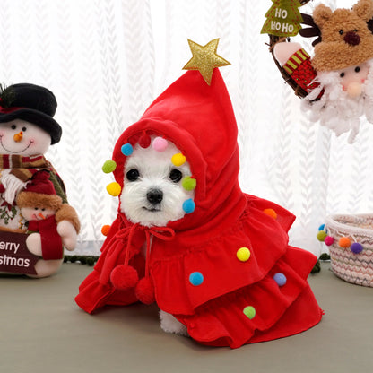 Christmas Holiday Cape Sweater for Pet Dog Cat Transformation Apparel