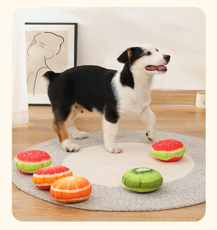 Pet Sound Paper Fruit Plush Toy Durable Chew Teeth Grinding Dog Toy Pet Supplies