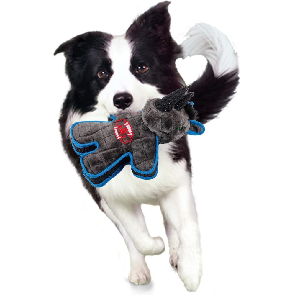 Durable and Bite-Resistant Pet Plush Chew Toy for Stress Relief, Rhino Bull Dog Teeth Cleaning Toy