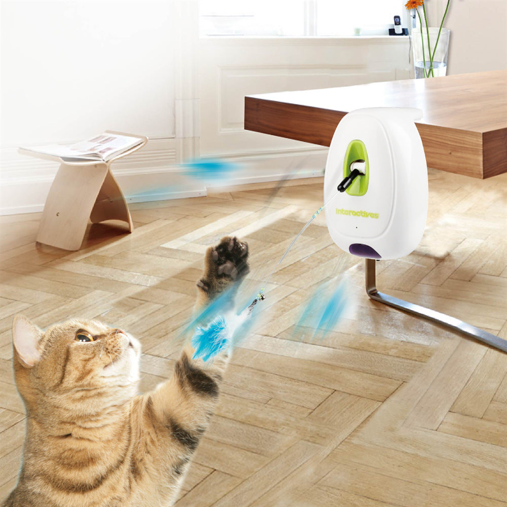 Smart Electric Cat Tease Stick Fixed Knob Auto-Sensing Feather Ribbon Fun Toy