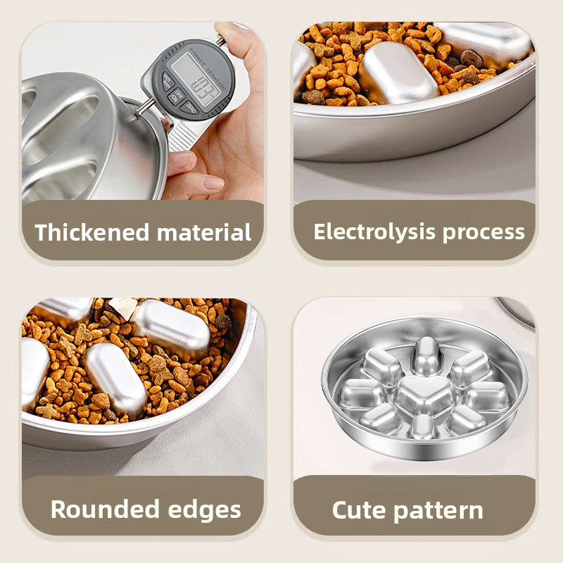 304 Stainless Steel Slow Feeder Heart Bowl for Cats and Dogs