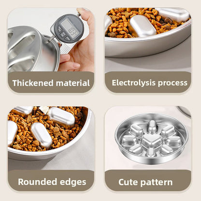 304 Stainless Steel Slow Feeder Heart Bowl for Cats and Dogs