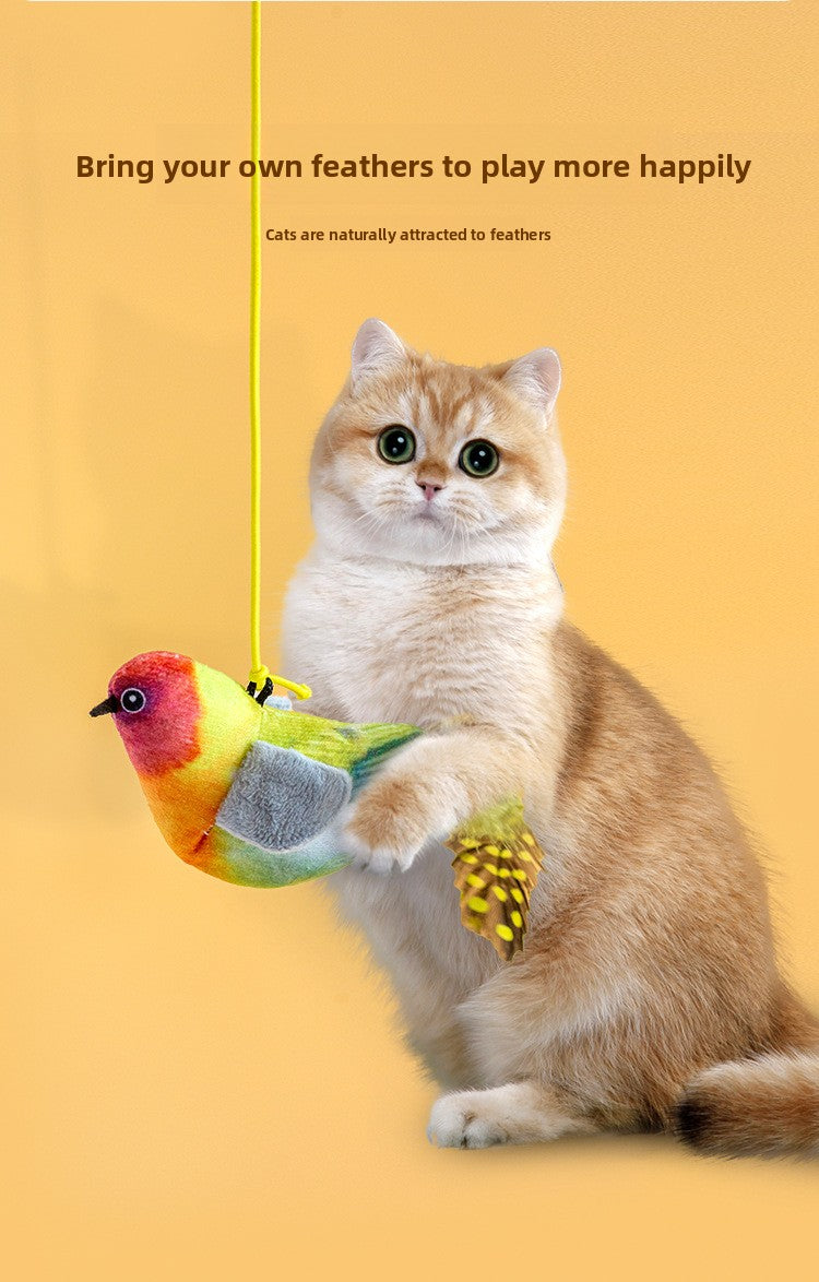 Realistic Bird Feather Bell Replacement Head for Cat Teaser Wand Pet Toy