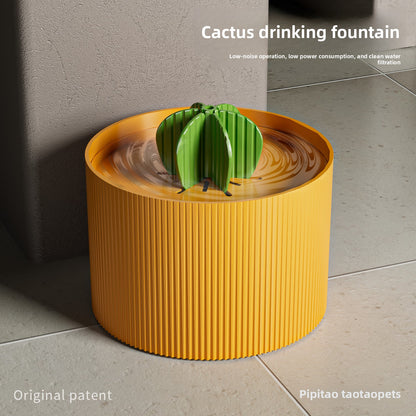 Cactus Shaped Smart Cat Water Dispenser Featuring Filter Flow System