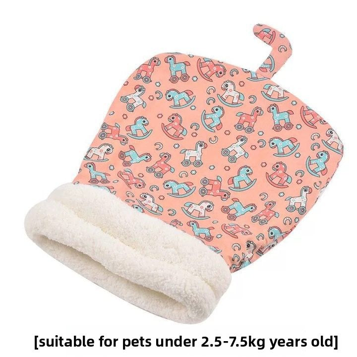 Washable Lamb Wool Pet Bed Semi Enclosed Warm Winter House for Cats and Dogs Detachable Cozy Nest