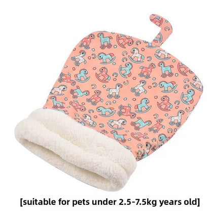 Washable Lamb Wool Pet Bed Semi Enclosed Warm Winter House for Cats and Dogs Detachable Cozy Nest