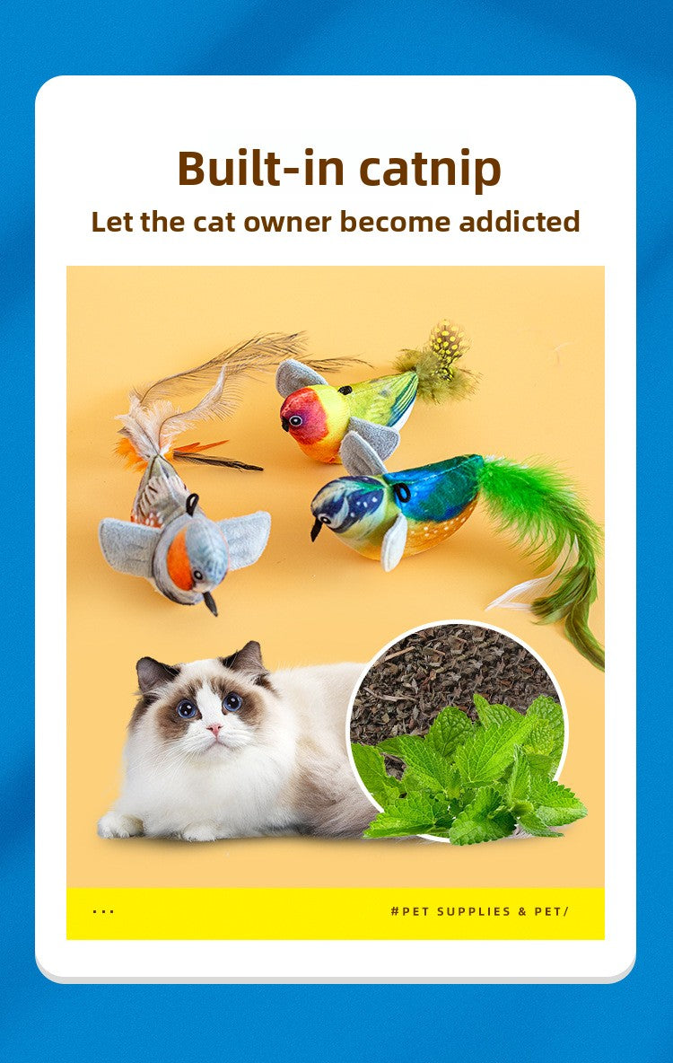 Realistic Bird Feather Bell Replacement Head for Cat Teaser Wand Pet Toy