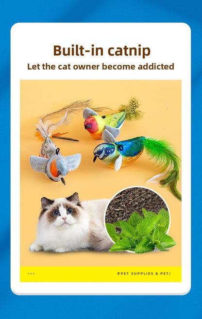 Realistic Bird Feather Bell Replacement Head for Cat Teaser Wand Pet Toy