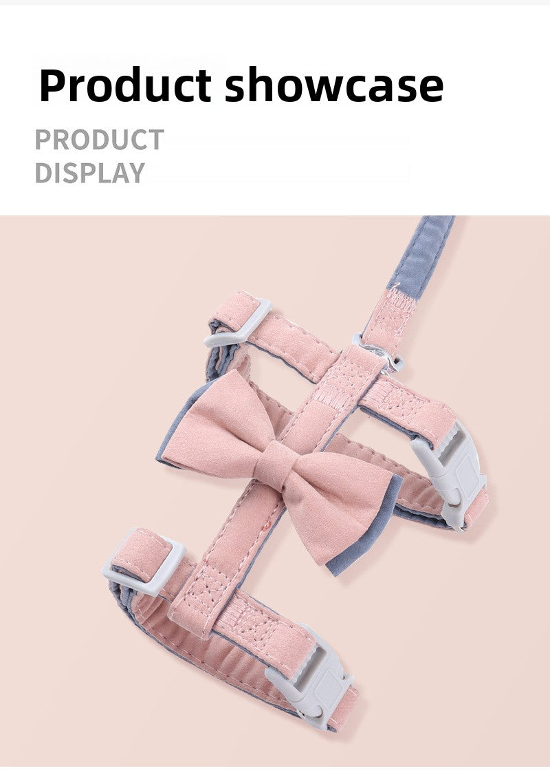 Soft Cotton I-Shaped Cat Leash with Butterfly Knot Anti-Escape