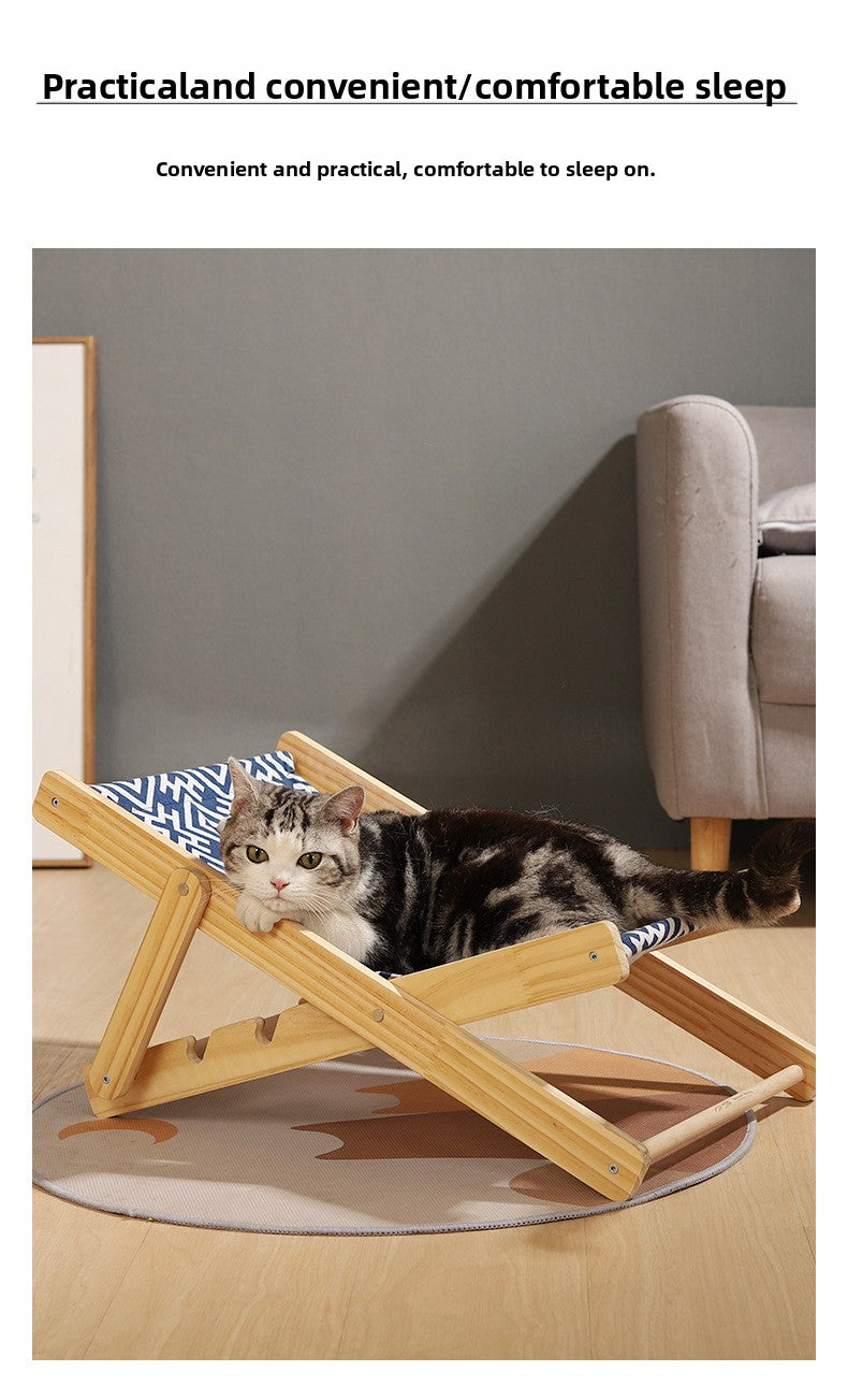 Jianma Solid Wood Adjustable Cat Sofa Chair Scratch-Resistant Cat Bed Lounger Pet Furniture