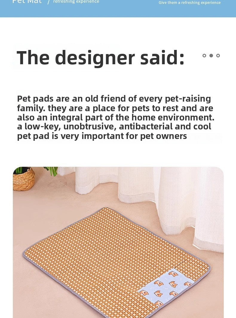 Cooling Mat Pet Bed Mat for All Seasons Rattan Teddy Cat Dog Summer Use
