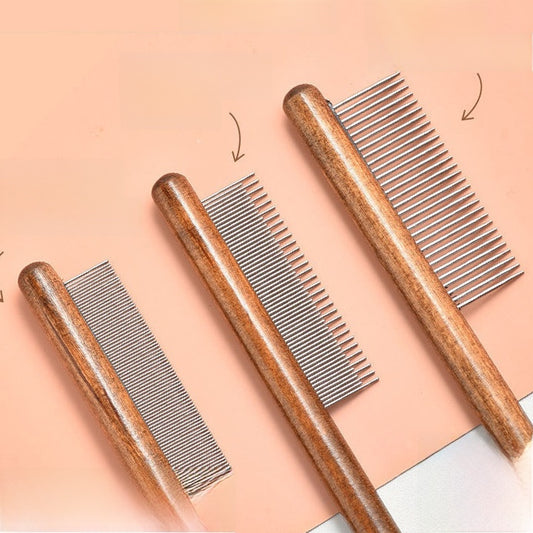 Wooden Pet Shedding Comb for Cats Dogs Removing Loose Hair Grooming Flea