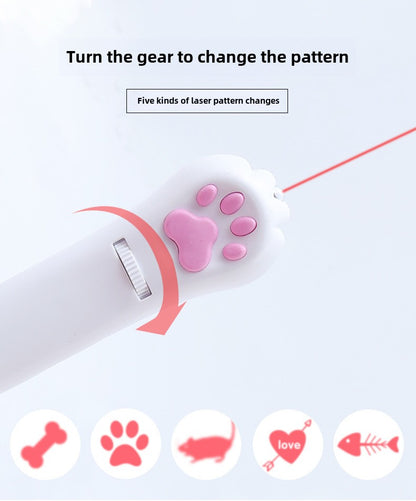 Cross-Border Pet Toy Laser Cat Teaser Creative Cat's Paw Six-in-One Projection Charging Funny Cat Pen