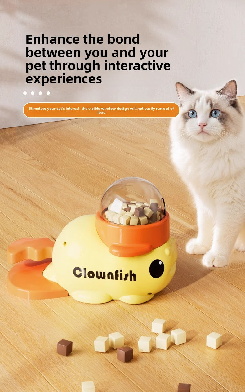 Cat Dog Self-Entertainment Toy: Small Yellow Duck Press-Type Feeder