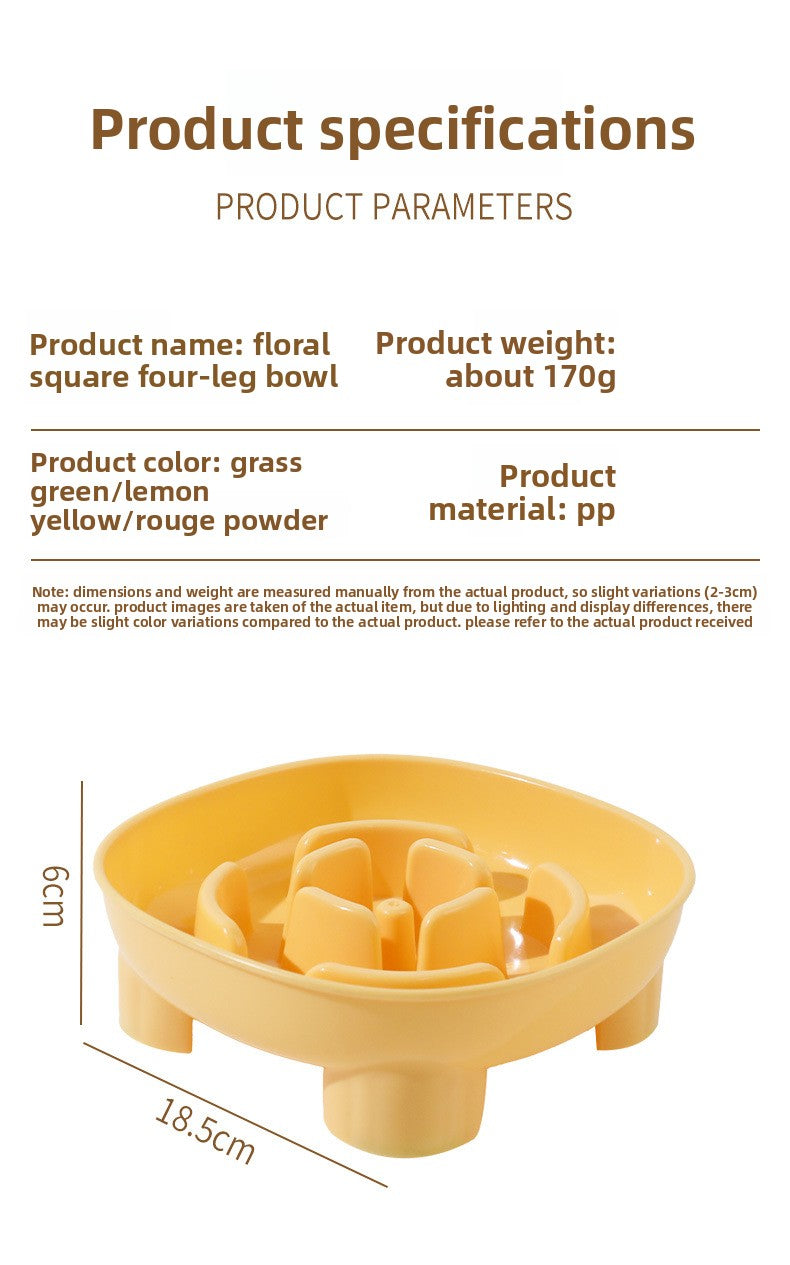 Pet Choking Prevention Flower Small Square Four-Legged Dog Slow Feeder