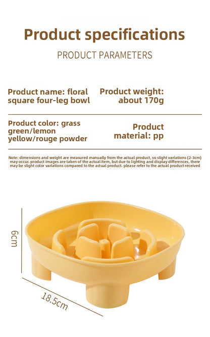 Pet Choking Prevention Flower Small Square Four-Legged Dog Slow Feeder