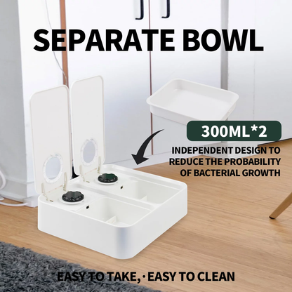 Intelligent 48h Timing Pet Feeder 300ml Double Bowl with Ice Pack for Cats Dogs