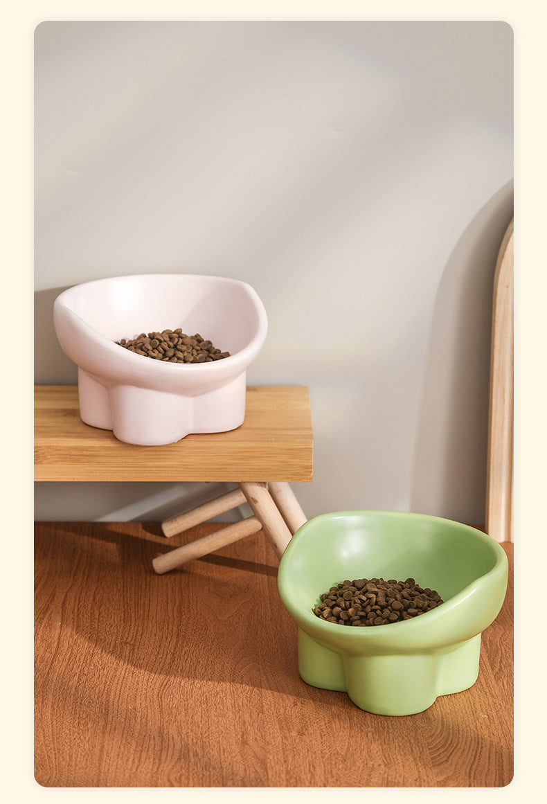 Ceramic Cat and Dog Feeding Bowl with Tall Elephant Leg Design