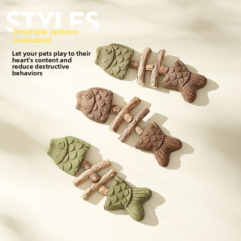 Wooden Fish Bone Teeth Cleaning Stick for Cats