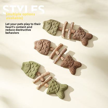 Wooden Fish Bone Teeth Cleaning Stick for Cats