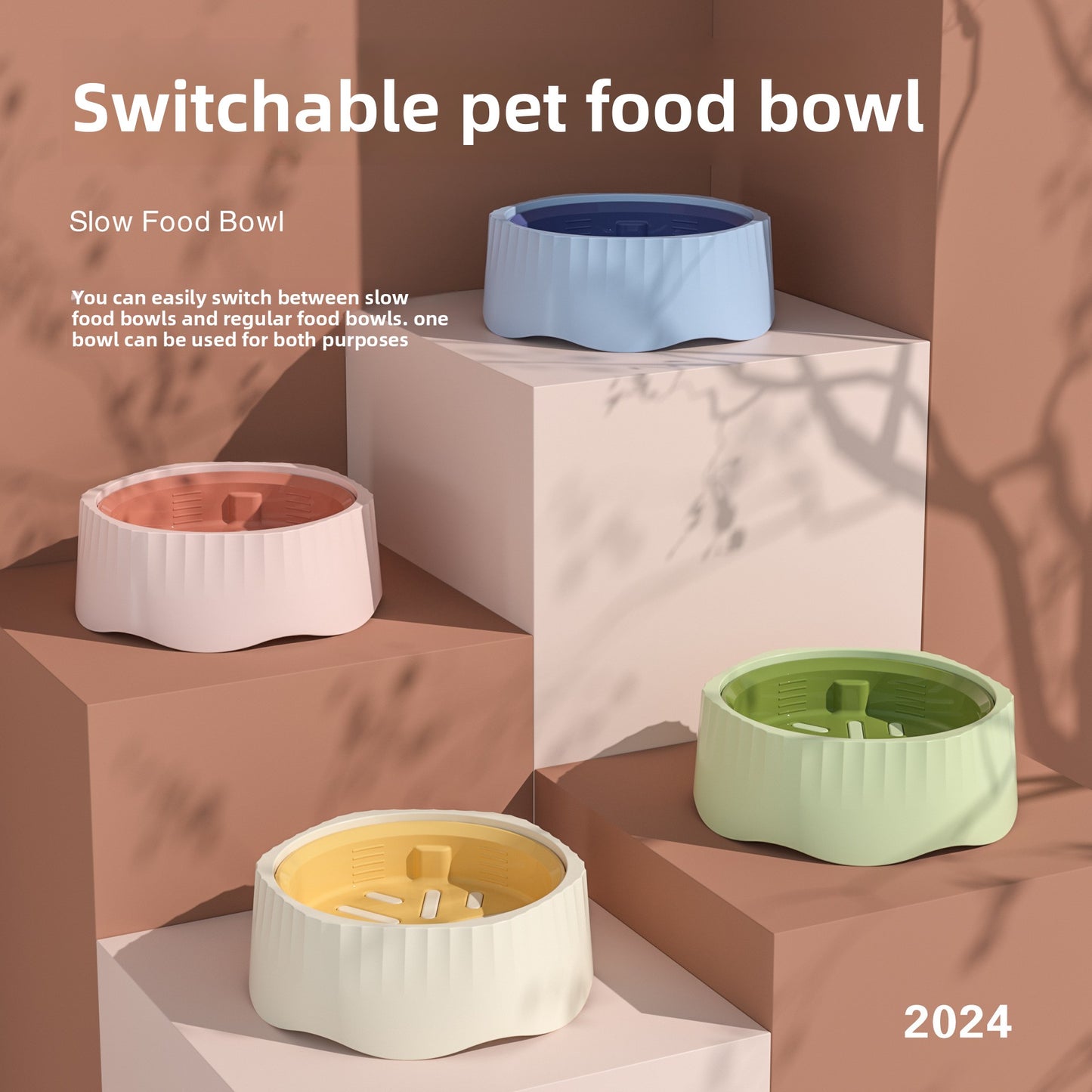 Pet Slow Feeder Bowl 2-in-1 New Dog Anti-Tip Bowl Cat Dog Supplies New Non-Slip Dog Bowl