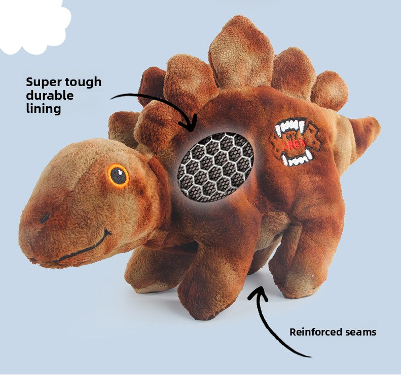Dog Sound Plush Dinosaur Toy with Crinkle Paper for Durable Chewing