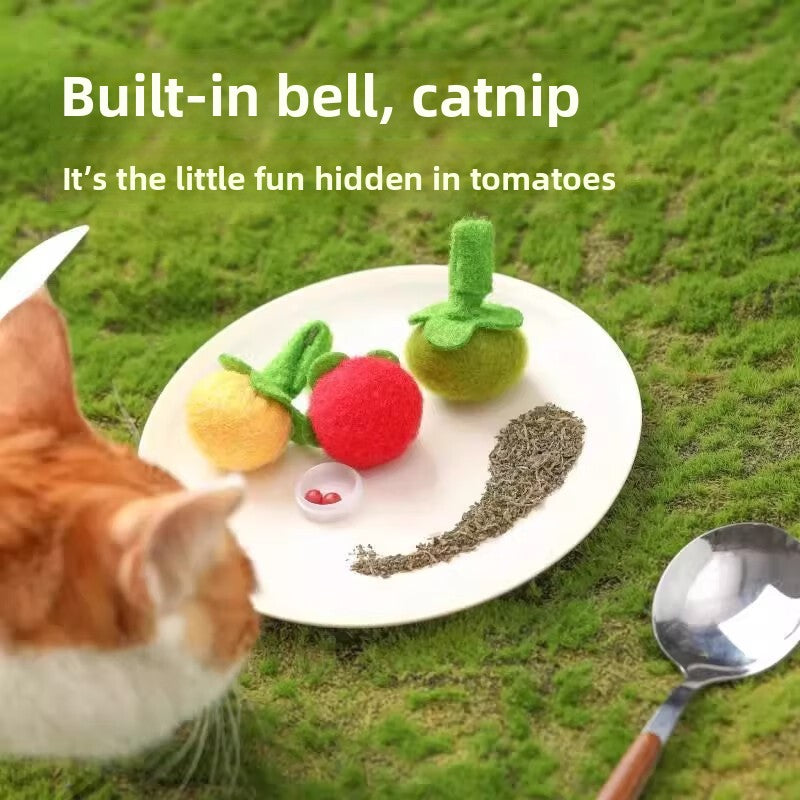 Tomato Shaped Teaser Stick Persimmon String Cat Toy Self Entertainment Boredom Buster with Bell