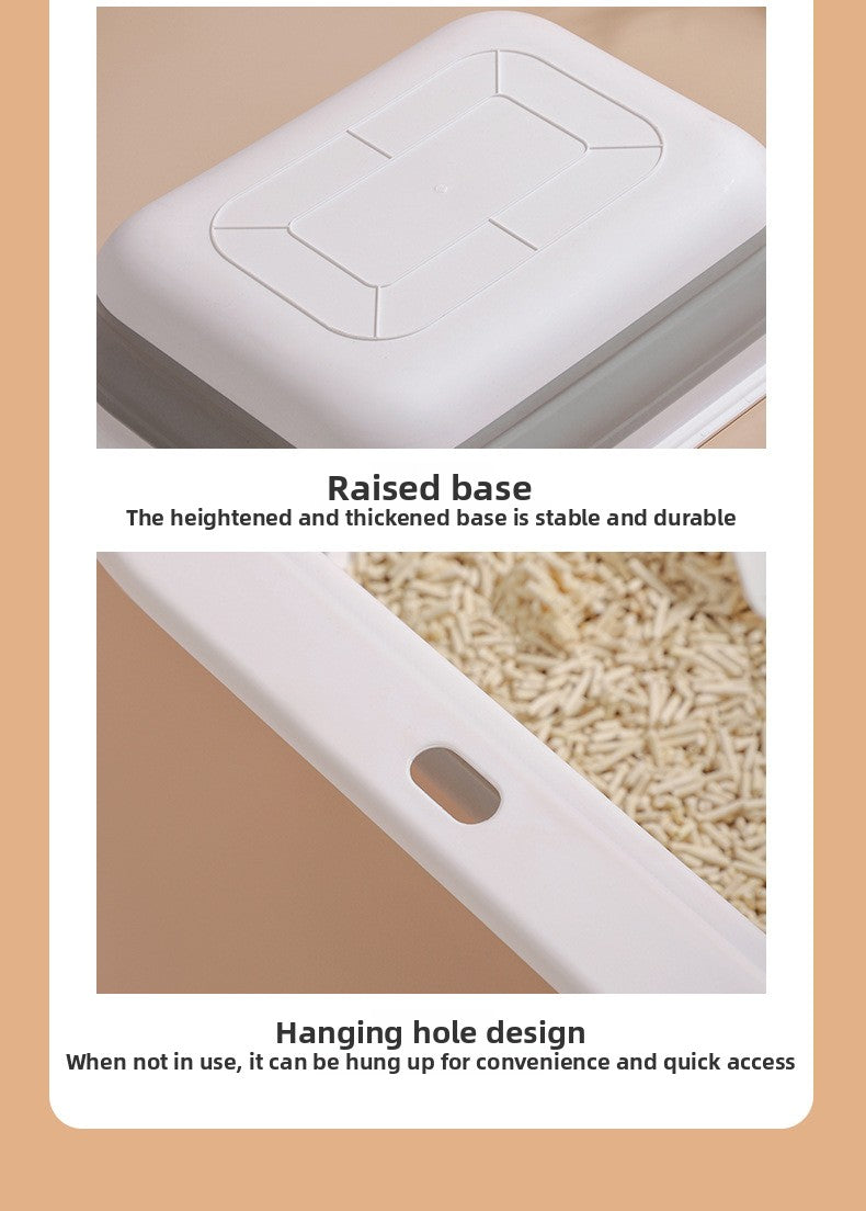 New Foldable Semi-Enclosed Cat Litter Box with Litter Scoop Large Cat Litter Box Cat Toilet