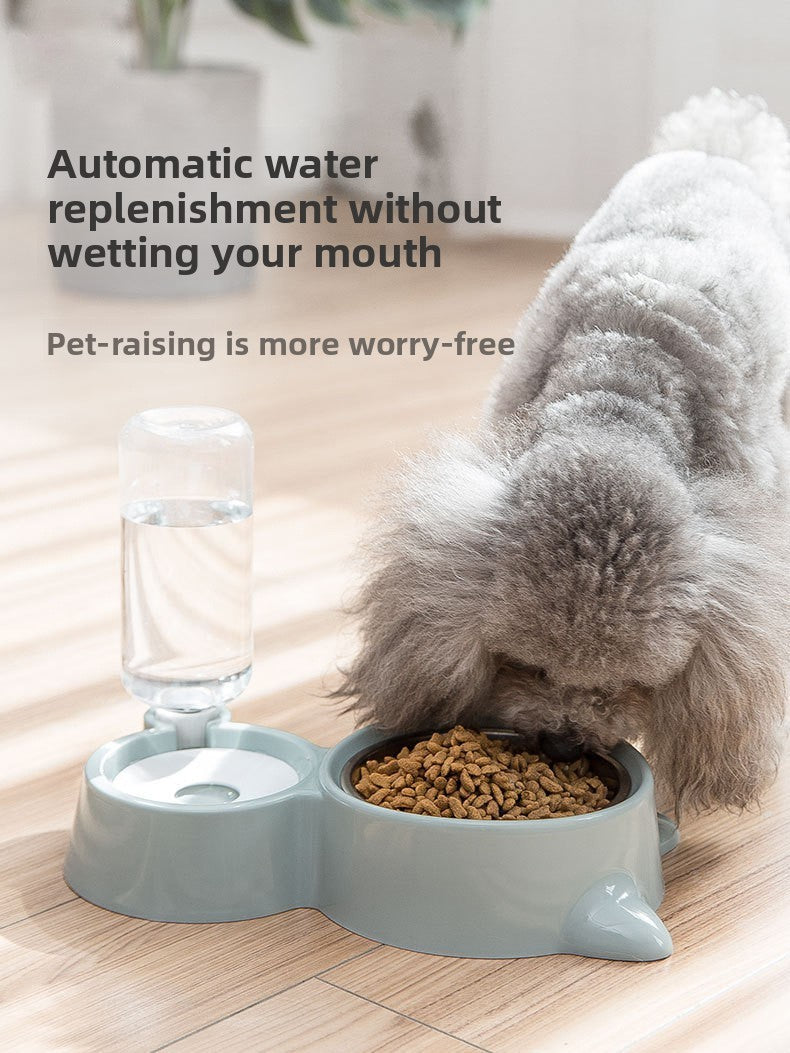 Automatic Feeder and Waterer Combo with Cat Ear Design Stainless Steel Double Bowl for Cats and Dogs Pet Food and Water Station Durable Easy Clean Pet Supplies
