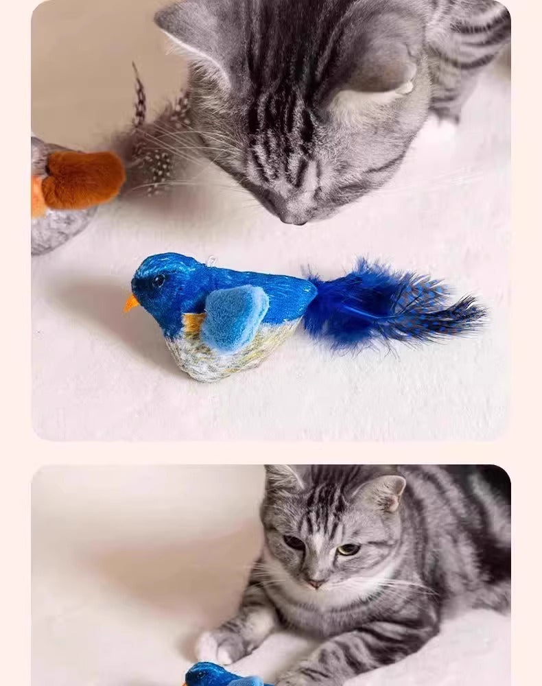 Simulation Bird Sound Cat Toy SelfEntertainment Teaser Wand for EnergyBurning Kitten