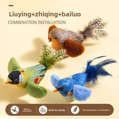 Simulation Bird Sound Cat Toy SelfEntertainment Teaser Wand for EnergyBurning Kitten