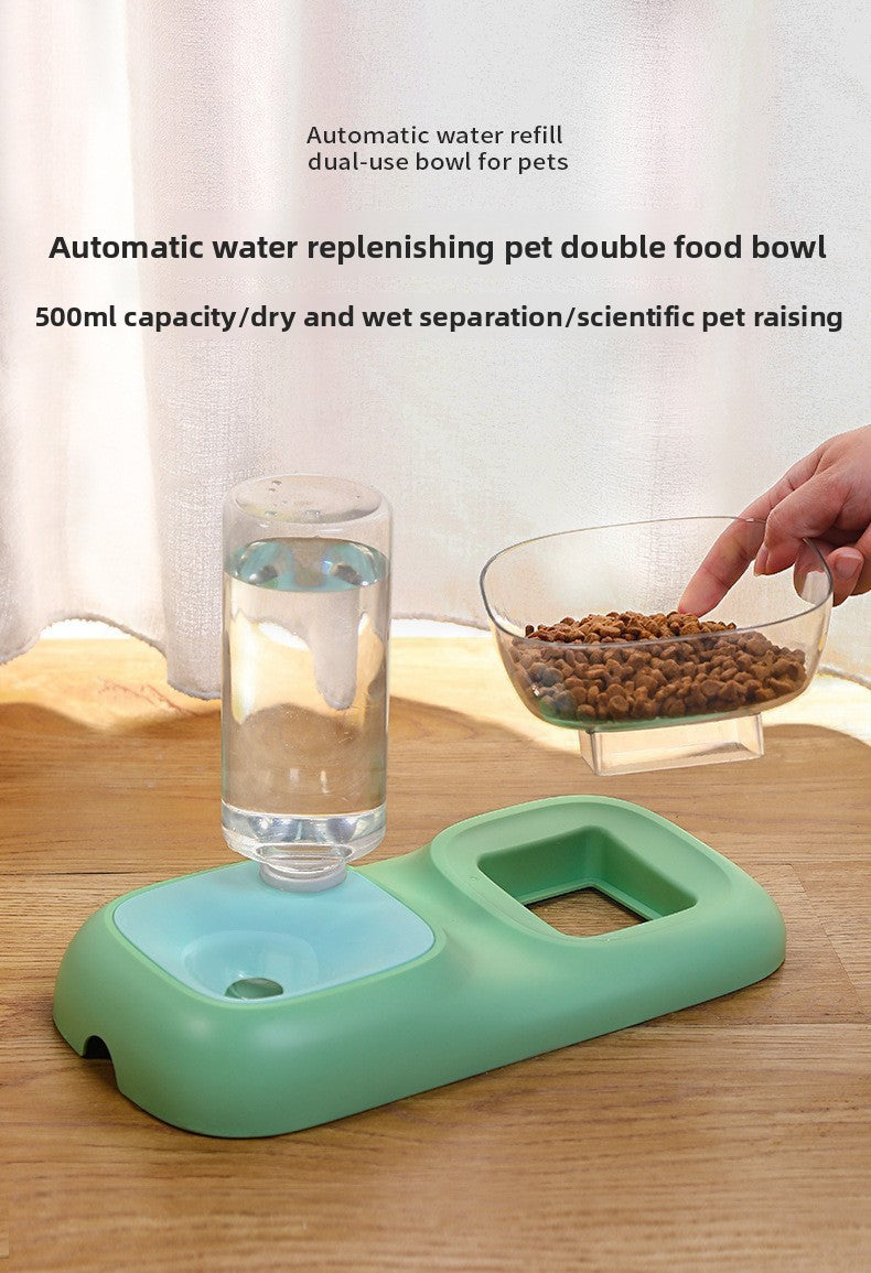 Dog Cat Automatic Refill Water Food Feeder Bowl Pet Supplies Dish Set