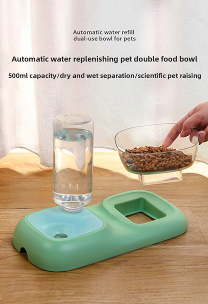 Dog Cat Automatic Refill Water Food Feeder Bowl Pet Supplies Dish Set