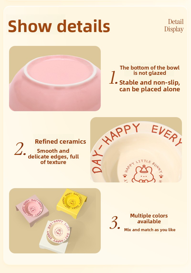 Ceramic Elevated Cat and Dog Food Bowl with Anti-Spill Design