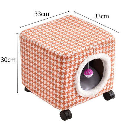 Solid Wood Cat Nest Stool Storage for People and Cats Sharing Cat Supplies Little Kitten House House Four Seasons Warm Cat and Dog Tent